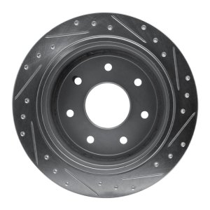 Ford F-250 Brake Rotor (1) - Rear Left - R1 Concepts - Drilled & Slotted - Silver - `97-`04